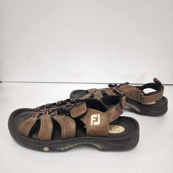 Footjoy Greenjoys Brown Leather Golf Sandals with Adjustable Heel Strap Sz 10 - Picture 7 of 12